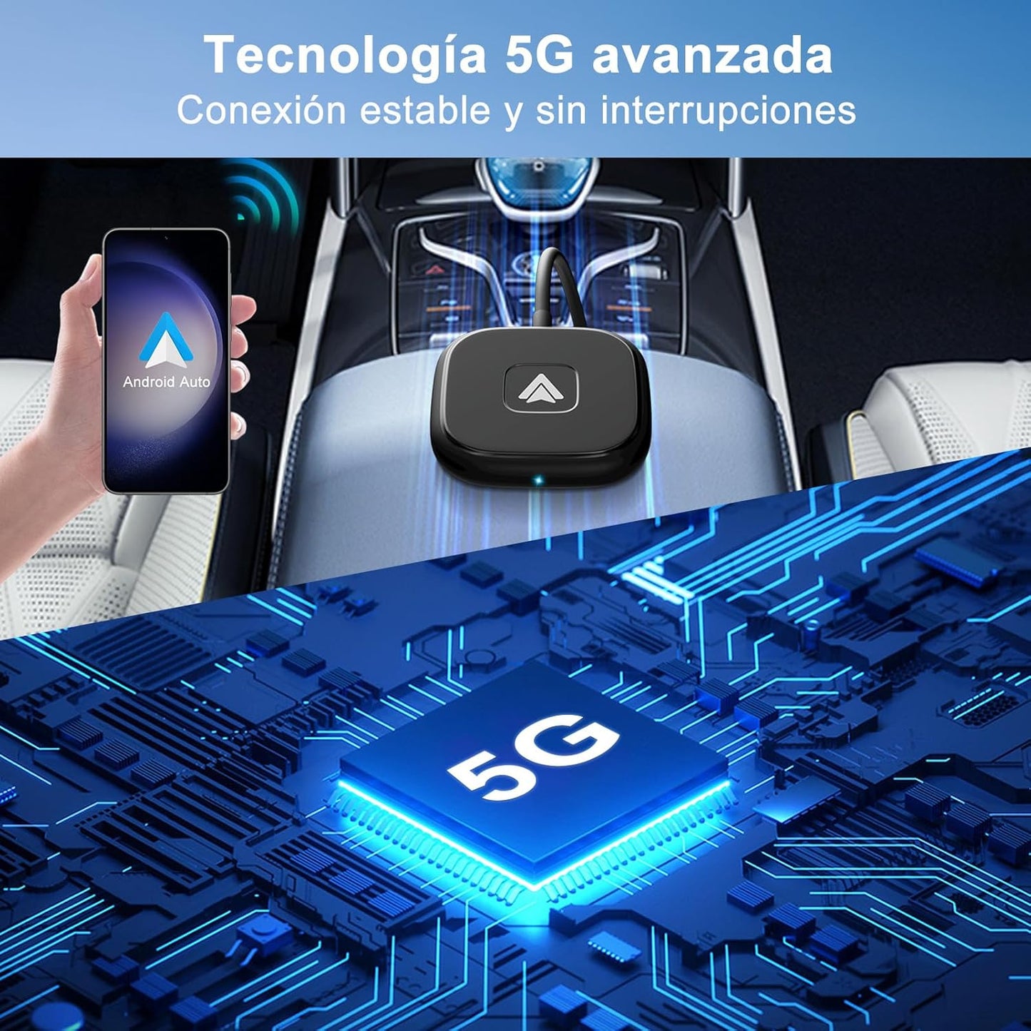 Android Auto Wireless Adapter,Wireless Android Auto Car Adapter/Dongle,2024 Upgraded Version,Suitable for All Cars Factory Wired Android Auto,Plug and Play,Low Latency,Easy to Install