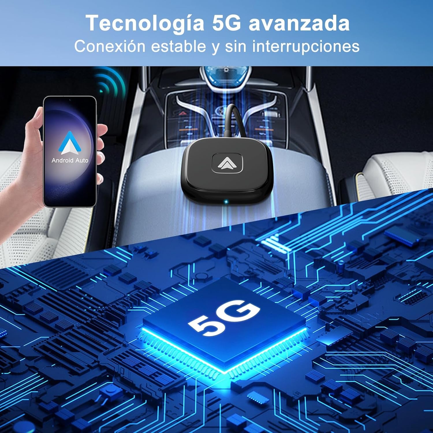Android Auto Wireless Adapter,Wireless Android Auto Car Adapter/Dongle,2024 Upgraded Version,Suitable for All Cars Factory Wired Android Auto,Plug and Play,Low Latency,Easy to Install