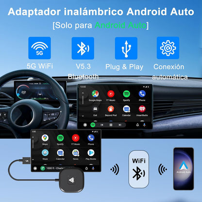 Android Auto Wireless Adapter,Wireless Android Auto Car Adapter/Dongle,2024 Upgraded Version,Suitable for All Cars Factory Wired Android Auto,Plug and Play,Low Latency,Easy to Install